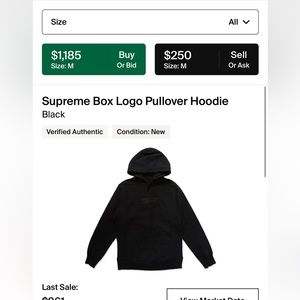 All Black supreme Box logo hoodie size med